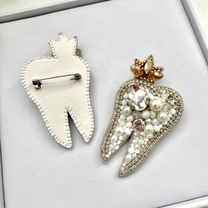 Handmade Beaded Molar Tooth Brooch: Dentist Gift