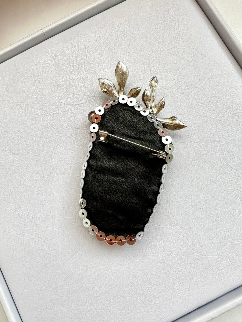 Handmade Beaded Druze Brooch: Designer Crystal Accessory