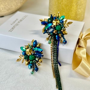Asymmetric earrings “Emerald”