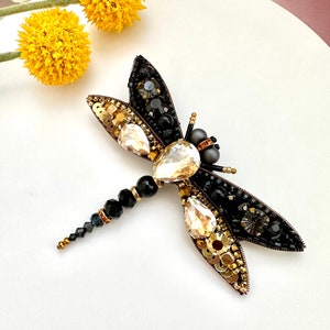 Hand-embroidered brooch ‘’Dragonfly"