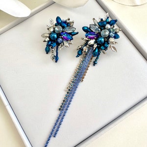 Beaded asymmetric earrings “Blue Lagoon”