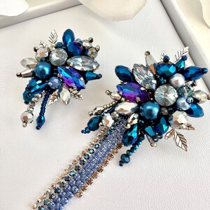 Beaded asymmetric earrings “Blue Lagoon”