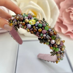 Crystal Beaded Headband: Handmade Jeweled Tiara Hair Accessory