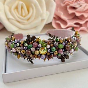 Crystal Beaded Headband: Handmade Jeweled Tiara Hair Accessory