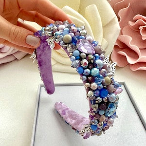 Beaded Butterfly Headband: Crystal Jeweled Hair Tiara