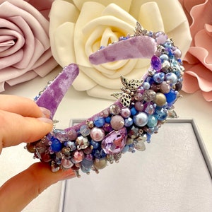 Beaded Butterfly Headband: Crystal Jeweled Hair Tiara
