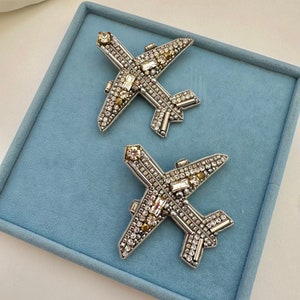 Airplane handmade Brooch Travel Gift Brooch Embroidered Pin Travel lover Gift Beaded Brooch Fly Stewardess Pin Traveling gift for her