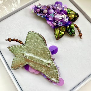 Handmade Beaded Lilac Brooch: Designer Floral Accessory