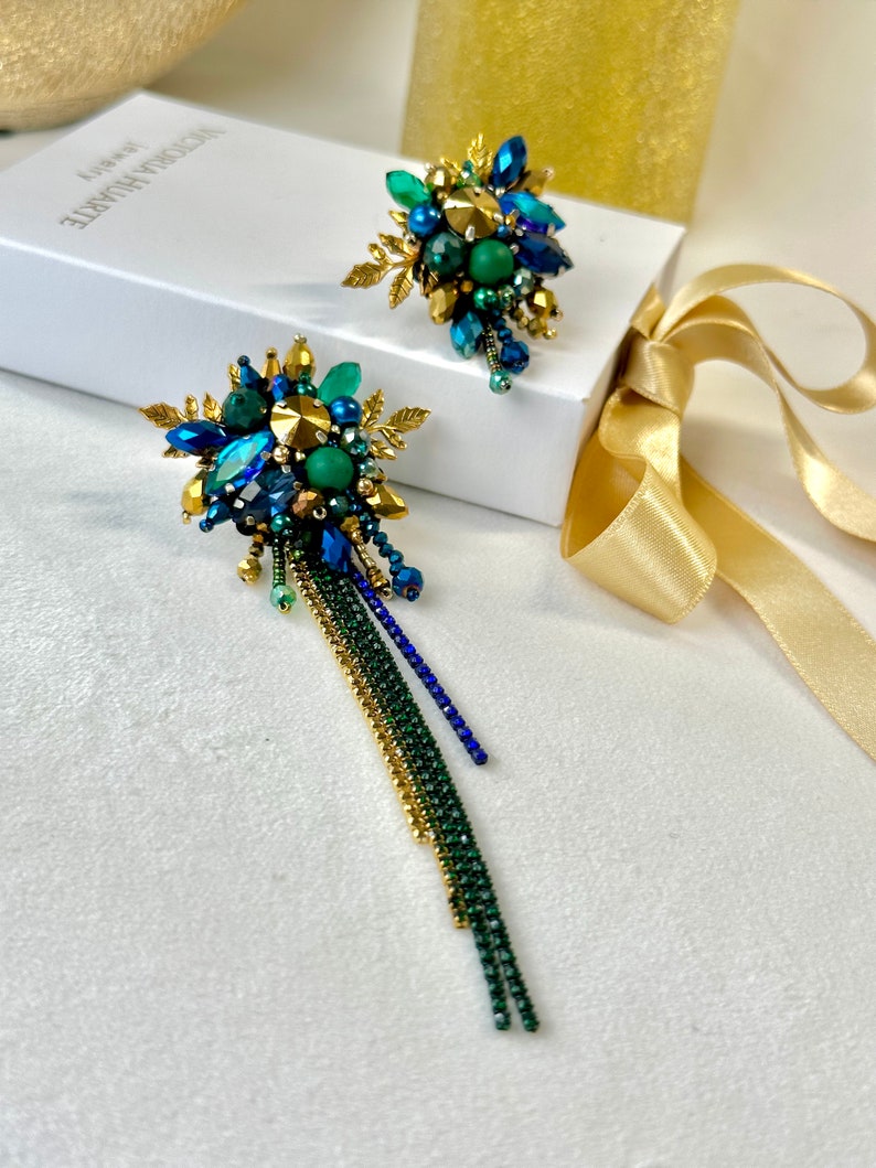 Asymmetric earrings “Emerald”
