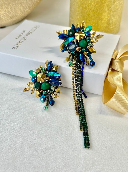 Asymmetric earrings “Emerald”