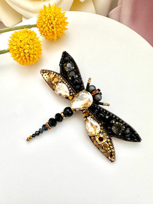 Hand-embroidered brooch ‘’Dragonfly"