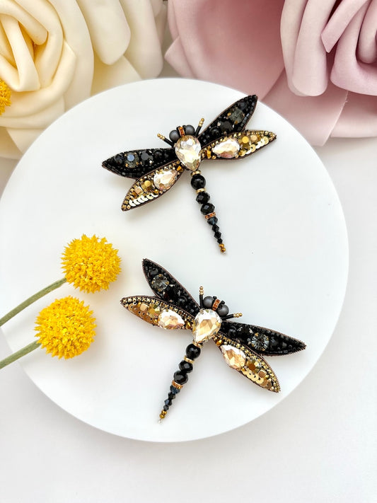 Hand-embroidered brooch ‘’Dragonfly"