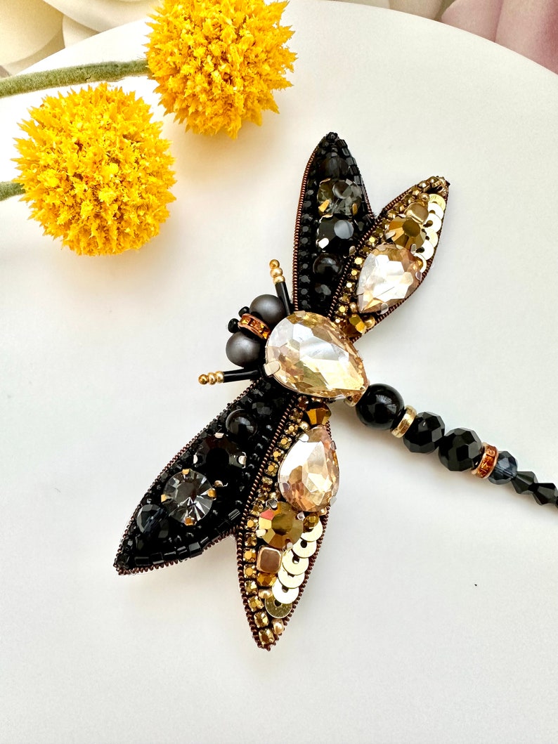 Hand-embroidered brooch ‘’Dragonfly"