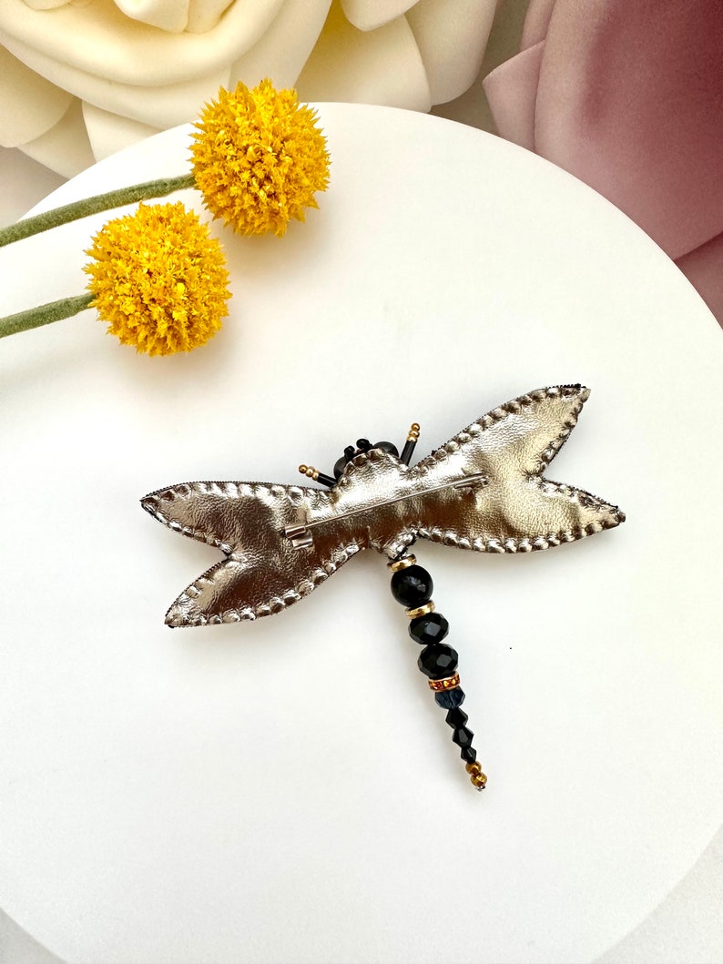 Hand-embroidered brooch ‘’Dragonfly"