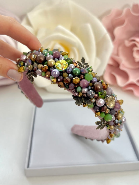 Crystal Beaded Headband: Handmade Jeweled Tiara Hair Accessory