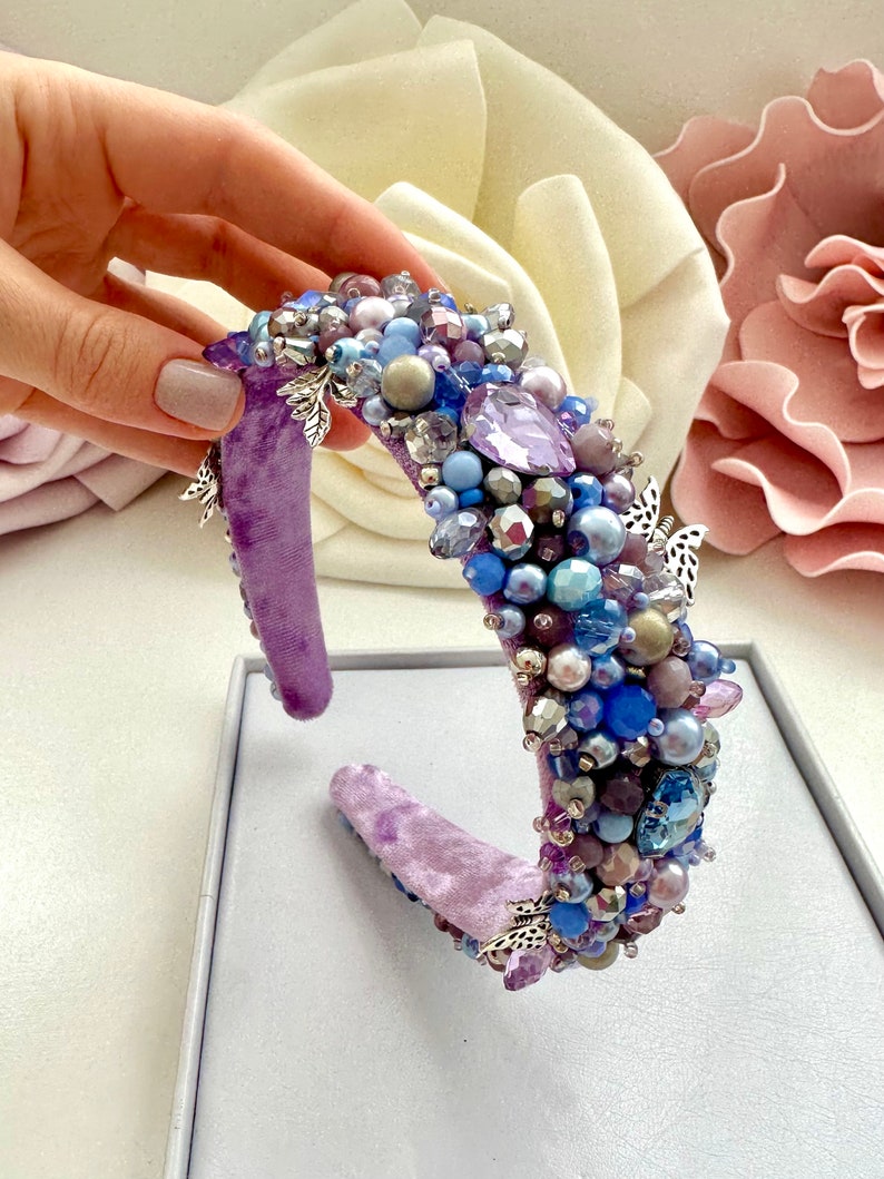 Beaded Butterfly Headband: Crystal Jeweled Hair Tiara