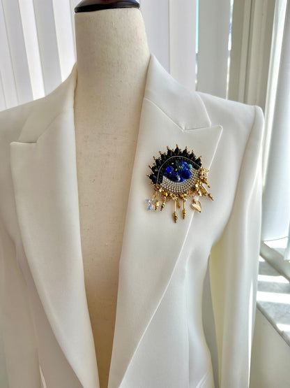 Handmade Beaded Evil Eye Brooch: Protective Good Luck Charm