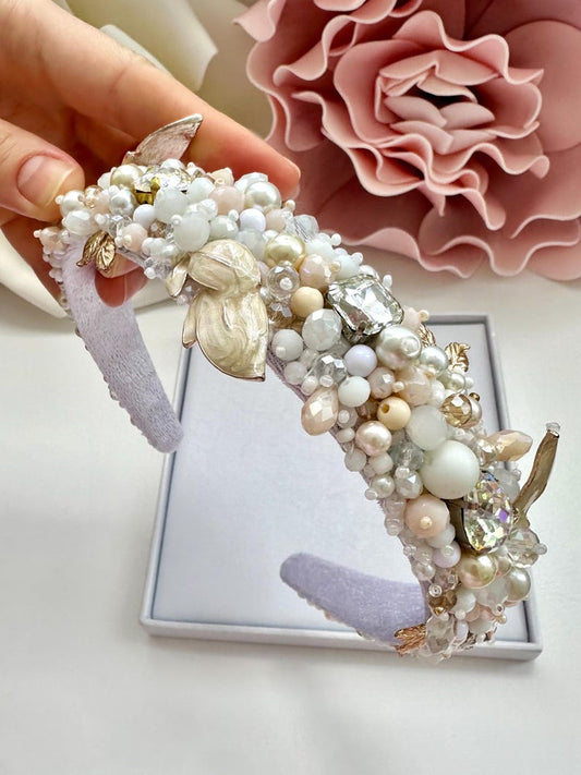 Handmade Beaded Crystal Headband: Wedding Hair Accessory