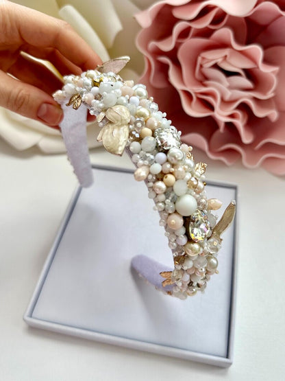 Handmade Beaded Crystal Headband: Wedding Hair Accessory