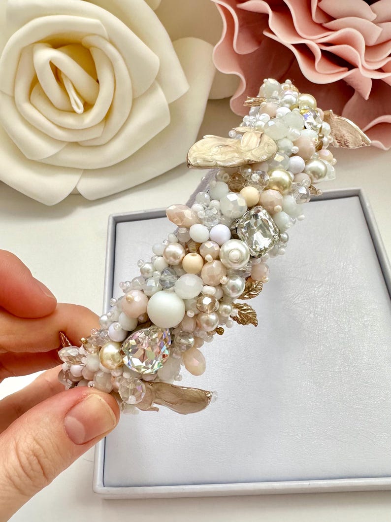 Handmade Beaded Crystal Headband: Wedding Hair Accessory